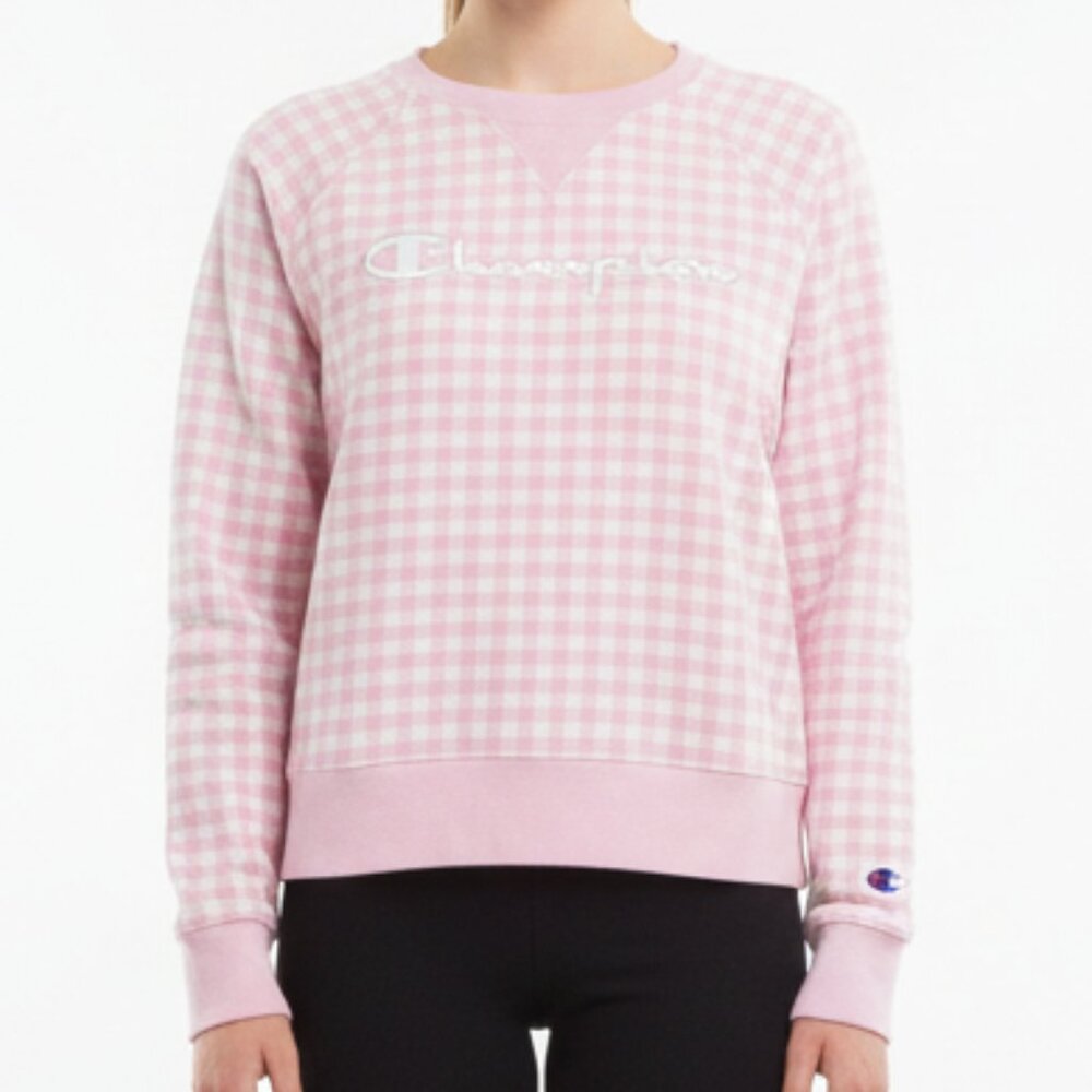 Champion Pink Gingham Sweatshirt – Size M
